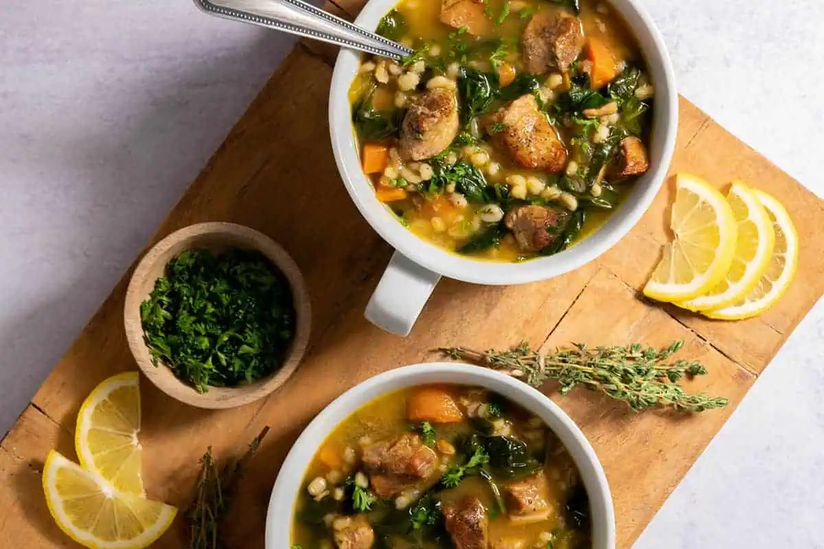 Pork Barley Spinach Soup Recipe | Prairie Fresh®
