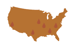 USA map with BBQ regions pins